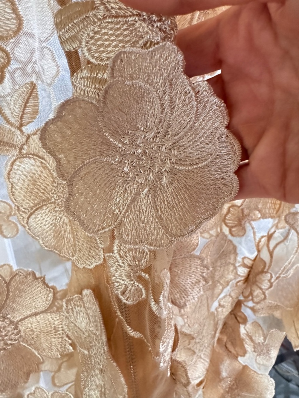 Strapless Floral Embroidered Maxi Jasmine Dress Gown in light Gold Bronx - Picture 9 of 10